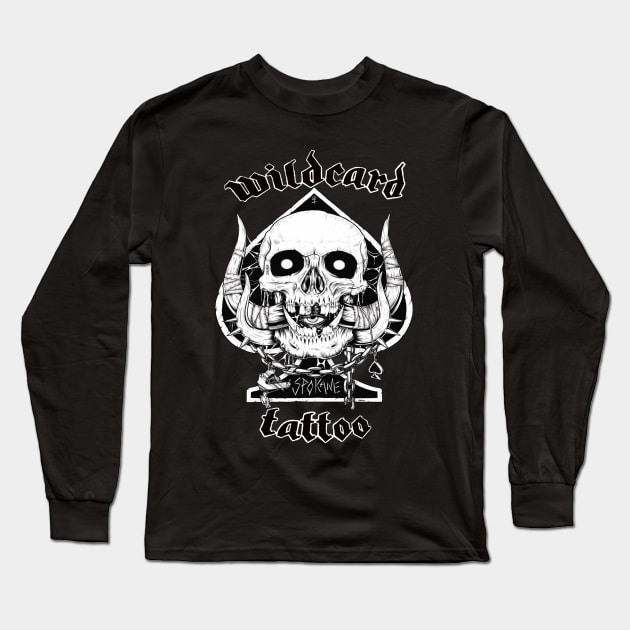 Wildcard Tattoo shop shirt Long Sleeve T-Shirt by Crimemachine